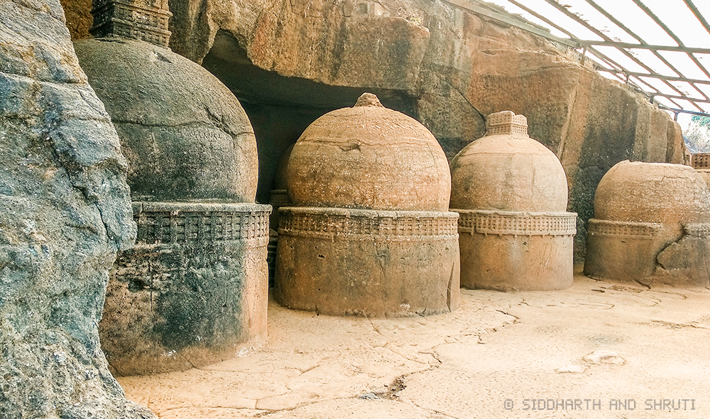 The 14 stupas at Bhaja Caves in Lonavala